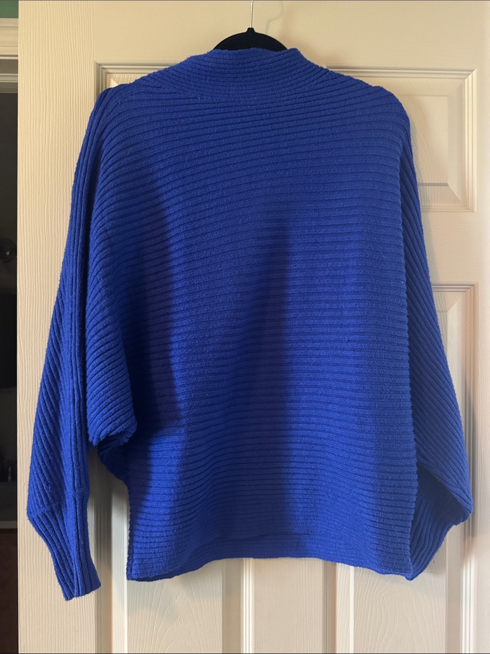 Anthropologie Cobalt Blue Ribbed Cowl Sweater